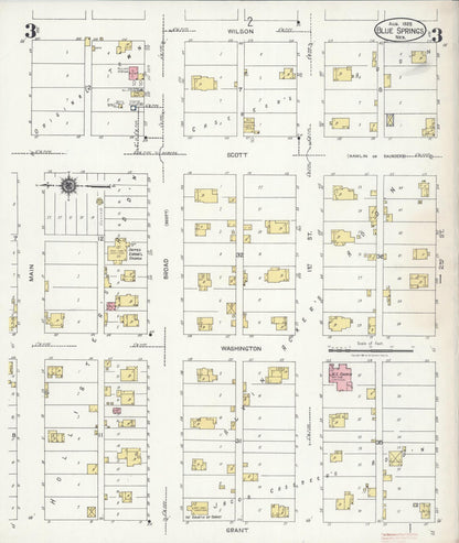 Sanborn Fire Insurance Map from Blue Springs, Gage County, Nebraska (1925), Sheet #0003 - Complete Map Set gallery image, historic Sanborn map, vintage wall art, Nebraska Nebraska