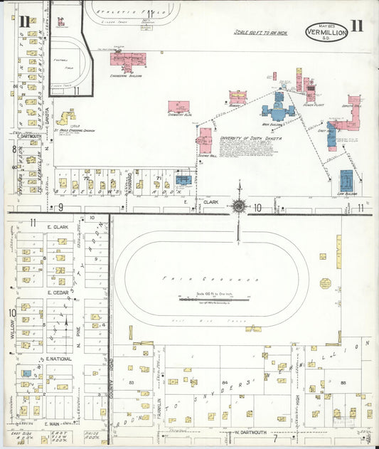 Sanborn Fire Insurance Map from Vermillion, Clay County, South Dakota (1923), Sheet #0011 - Historic Sanborn Fire Insurance Map Print, vintage old map wall art, antique decor, genealogy gift, South Dakota South Dakota map