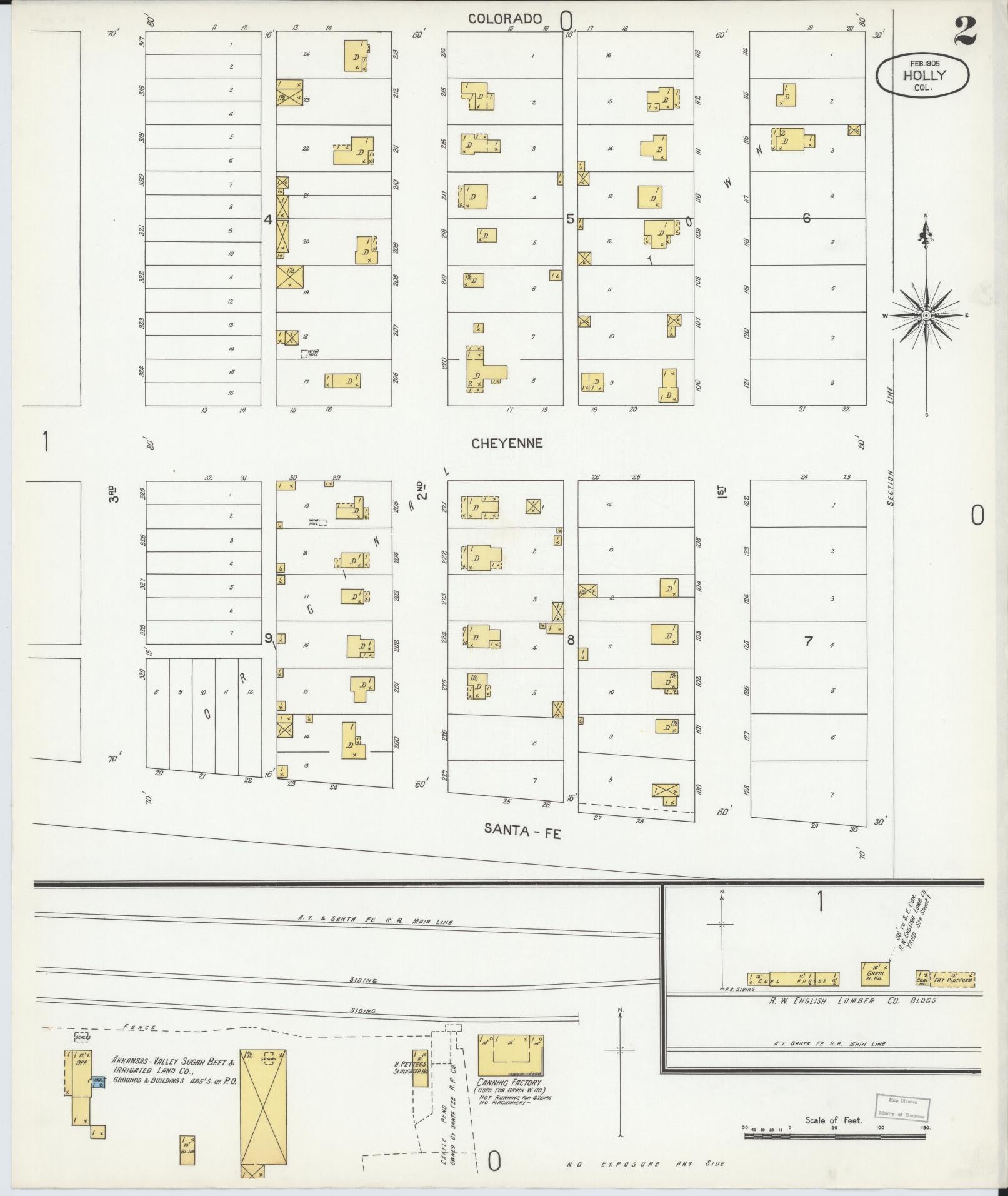 Sanborn Fire Insurance Map from Holly, Prowers County, Colorado (1905), Sheet #0002 - Complete Map Set gallery image, historic Sanborn map, vintage wall art, Colorado Colorado