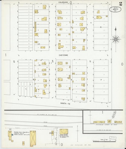 Sanborn Fire Insurance Map from Holly, Prowers County, Colorado (1905), Sheet #0002 - Complete Map Set gallery image, historic Sanborn map, vintage wall art, Colorado Colorado