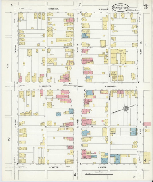 Sanborn Fire Insurance Map from Hummelstown, Dauphin County, Pennsylvania (1911), Sheet #0003 - Historic Sanborn Fire Insurance Map Print, vintage old map wall art, antique decor, genealogy gift, Pennsylvania Pennsylvania map