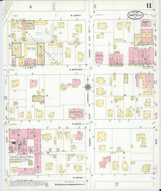 Sanborn Fire Insurance Map from Mayfield, Graves County, Kentucky (1910), Sheet #0011 - Historic Sanborn Fire Insurance Map Print, vintage old map wall art, antique decor, genealogy gift, Kentucky Kentucky map