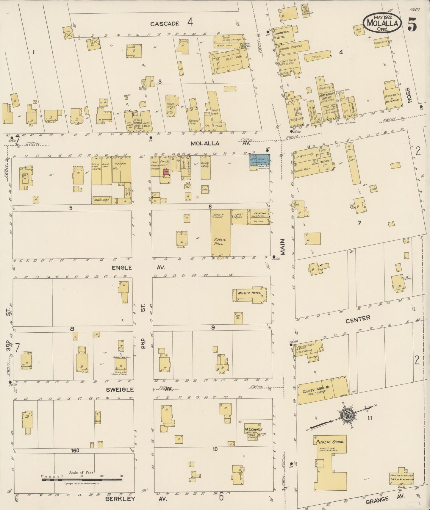 Sanborn Fire Insurance Map from Molalla, Clackamas County, Oregon (1922), Sheet #0005 - Complete Map Set gallery image, historic Sanborn map, vintage wall art, Oregon Oregon