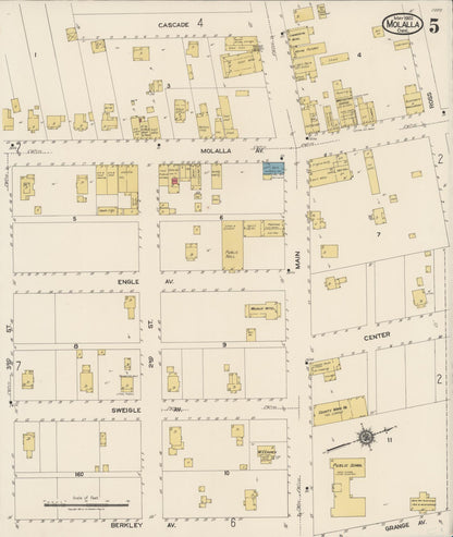 Sanborn Fire Insurance Map from Molalla, Clackamas County, Oregon (1922), Sheet #0005 - Complete Map Set gallery image, historic Sanborn map, vintage wall art, Oregon Oregon