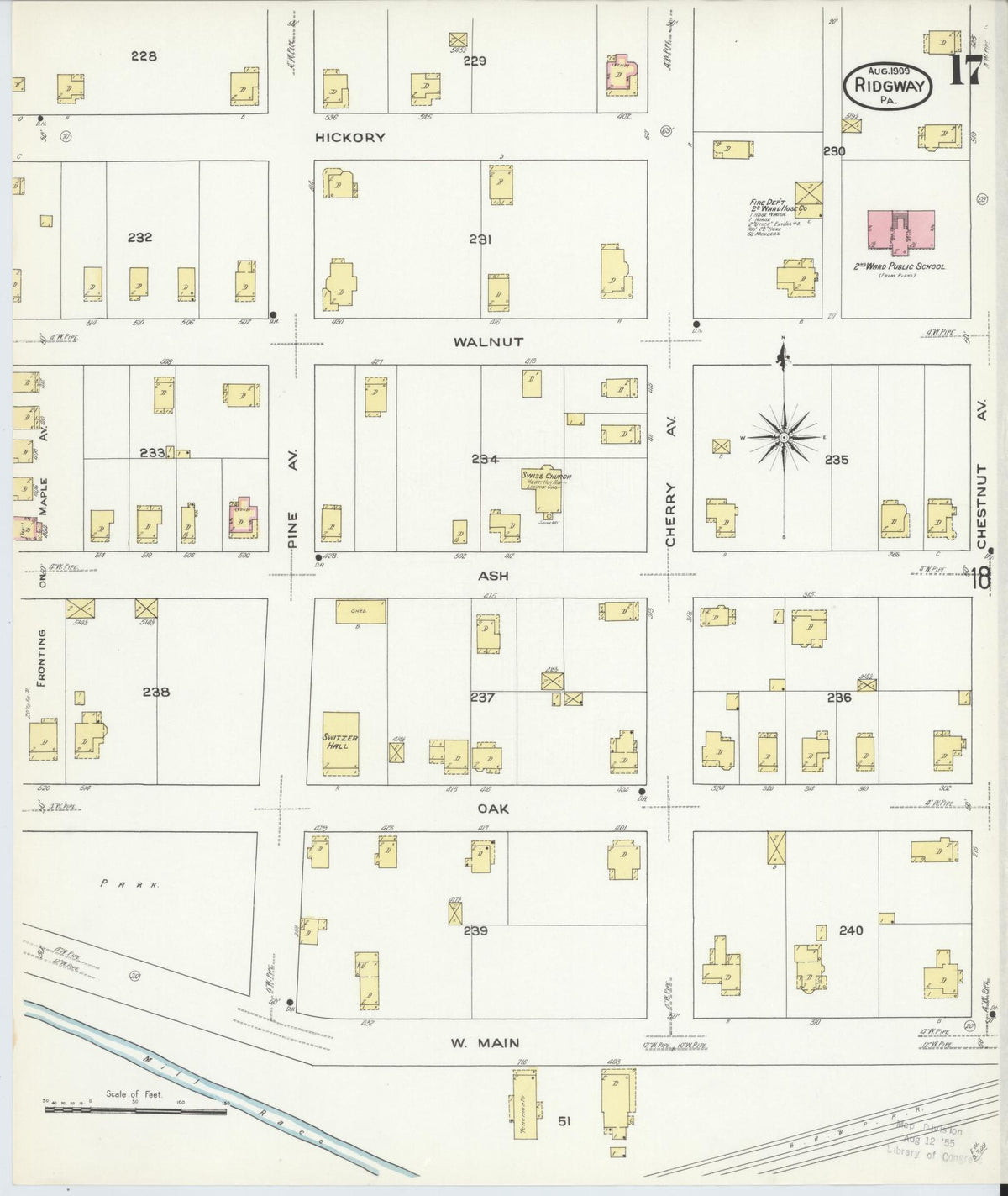 Sanborn Fire Insurance Map from Ridgway, Elk County, Pennsylvania (1909), Sheet #0017 - Historic Sanborn Fire Insurance Map Print, vintage old map wall art, antique decor, genealogy gift, Pennsylvania Pennsylvania map