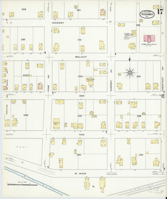 Sanborn Fire Insurance Map from Ridgway, Elk County, Pennsylvania (1909), Sheet #0017 - Historic Sanborn Fire Insurance Map Print, vintage old map wall art, antique decor, genealogy gift, Pennsylvania Pennsylvania map