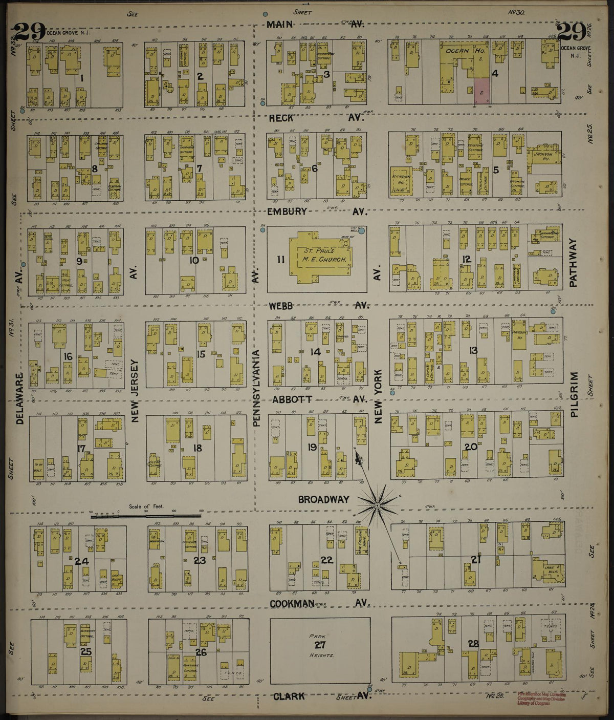 Sanborn Fire Insurance Map from New Jersey Coast, New Jersey Coast, New Jersey (1890), Sheet #0029 - Historic Sanborn Fire Insurance Map Print, vintage old map wall art, antique decor, genealogy gift, New Jersey Coast New Jersey map