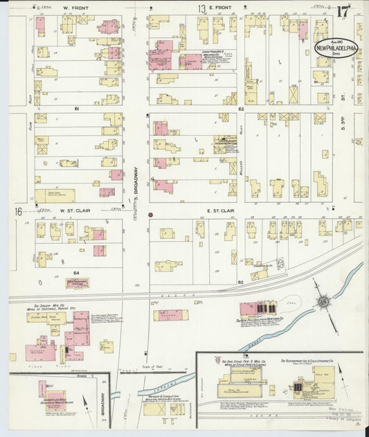 Sanborn Fire Insurance Map from New Philadelphia, Tuscarawas County, Ohio (1910), Sheet #0017 - Historic Sanborn Fire Insurance Map Print, vintage old map wall art, antique decor, genealogy gift, Ohio Ohio map