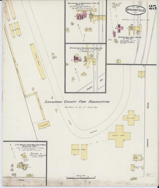 Sanborn Fire Insurance Map from Springfield, Sangamon County, Illinois (1890), Sheet #0025 - Historic Sanborn Fire Insurance Map Print, vintage old map wall art, antique decor, genealogy gift, Illinois Illinois map