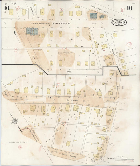 Sanborn Fire Insurance Map from Flat River, Saint Francois County, Missouri (1938), Sheet #0010 - Historic Sanborn Fire Insurance Map Print, vintage old map wall art, antique decor, genealogy gift, Missouri Missouri map