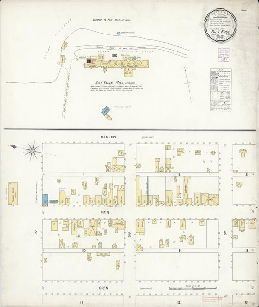 Sanborn Fire Insurance Map from Gilt Edge, Fergus County, Montana (1901), Sheet #0001 - Historic Sanborn Fire Insurance Map Print, vintage old map wall art, antique decor, genealogy gift, Montana Montana map