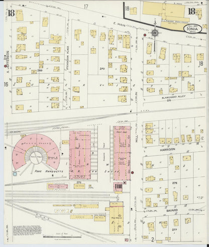 Sanborn Fire Insurance Map from Ionia, Ionia County, Michigan (1924), Sheet #0018 - Historic Sanborn Fire Insurance Map Print, vintage old map wall art, antique decor, genealogy gift, Michigan Michigan map