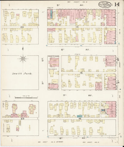 Sanborn Fire Insurance Map from Clinton, Clinton County, Iowa (1885), Sheet #0014 - Historic Sanborn Fire Insurance Map Print