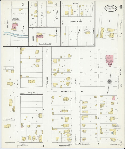 Sanborn Fire Insurance Map from Pierce City, Lawrence County, Missouri (1910), Sheet #0006 - Historic Sanborn Fire Insurance Map Print, vintage old map wall art, antique decor, genealogy gift, Missouri Missouri map