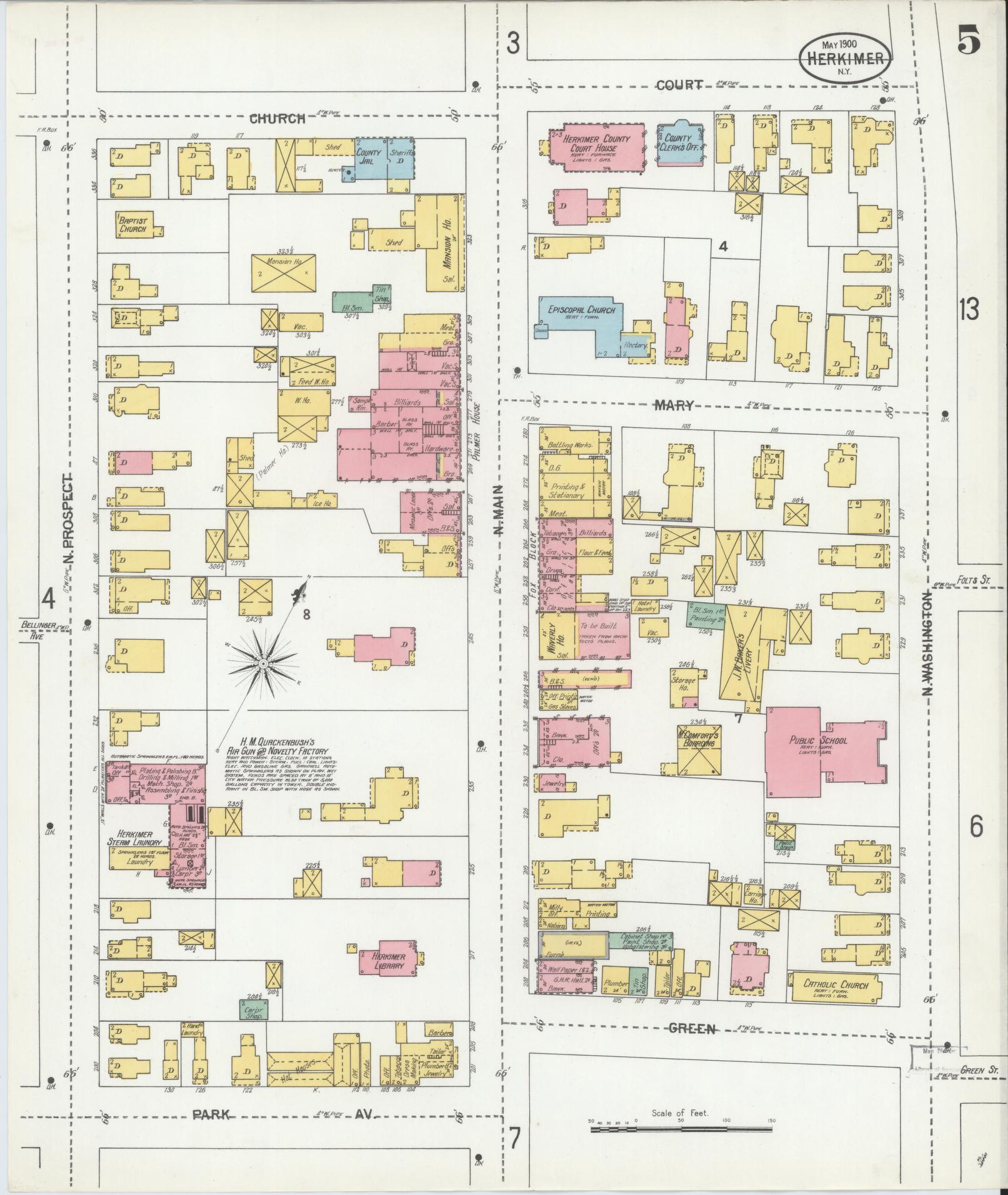 Sanborn Fire Insurance Map from Herkimer, Herkimer County, New York (1900), Sheet #0005 - Historic Sanborn Fire Insurance Map Print, vintage old map wall art, antique decor, genealogy gift, New York New York map