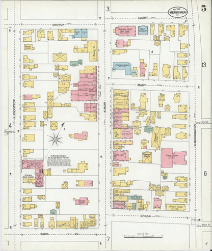 Sanborn Fire Insurance Map from Herkimer, Herkimer County, New York (1900), Sheet #0005 - Historic Sanborn Fire Insurance Map Print, vintage old map wall art, antique decor, genealogy gift, New York New York map