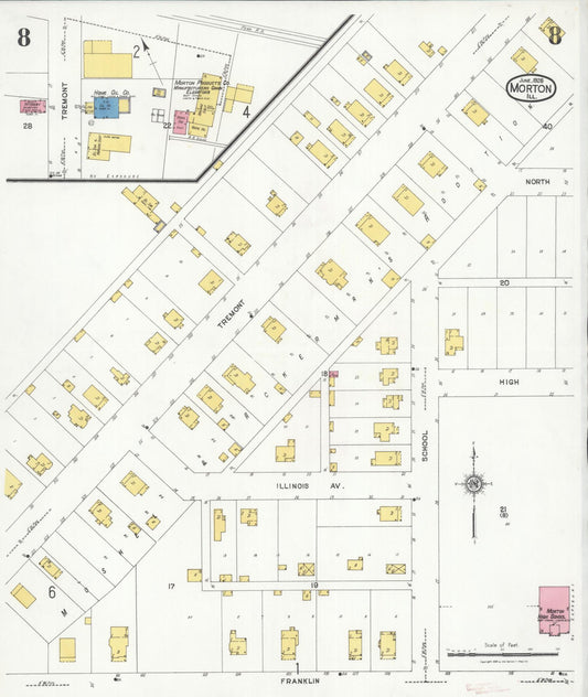 Sanborn Fire Insurance Map from Morton, Tazewell County, Illinois (1926), Sheet #0008 - Historic Sanborn Fire Insurance Map Print, vintage old map wall art, antique decor, genealogy gift, Illinois Illinois map