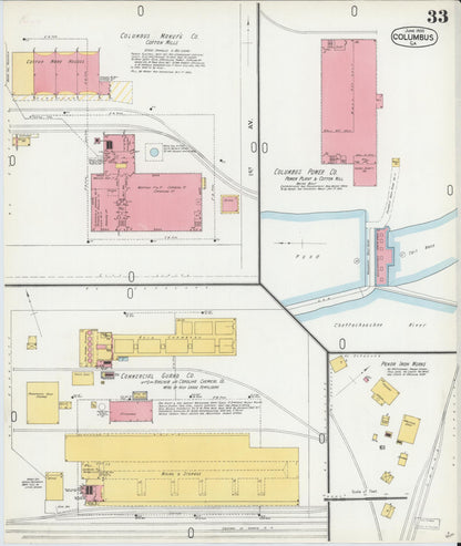 Sanborn Fire Insurance Map from Columbus, Muscogee County, Georgia (1900), Sheet #0033 - Complete Map Set gallery image, historic Sanborn map, vintage wall art, Georgia Georgia