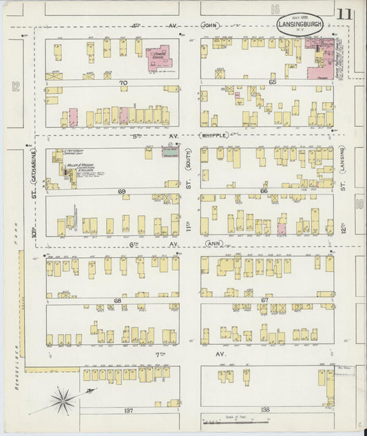 Sanborn Fire Insurance Map from Lansingburg, Rensselaer County, New York (1892), Sheet #0011 - Historic Sanborn Fire Insurance Map Print, vintage old map wall art, antique decor, genealogy gift, New York New York map