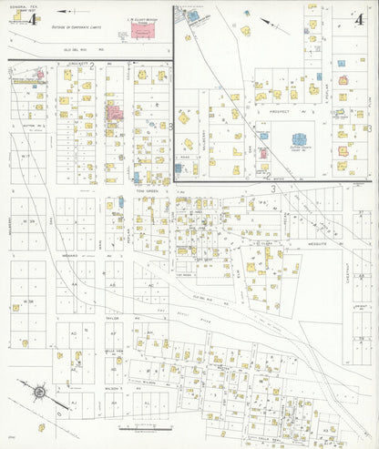 Sanborn Fire Insurance Map from Sonora, Sutton County, Texas (1937), Sheet #0004 - Historic Sanborn Fire Insurance Map Print, vintage old map wall art, antique decor, genealogy gift, Texas Texas map