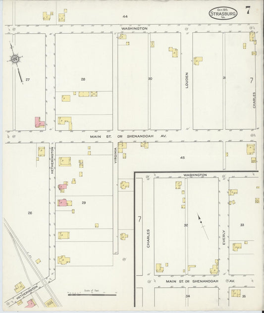 Sanborn Fire Insurance Map from Strasburg, Shenandoah County, Virginia (1915), Sheet #0007 - Historic Sanborn Fire Insurance Map Print, vintage old map wall art, antique decor, genealogy gift, Virginia Virginia map