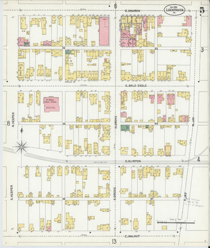 Sanborn Fire Insurance Map from Lock Haven, Clinton County, Pennsylvania (1901), Sheet #0005 - Complete Map Set gallery image, historic Sanborn map, vintage wall art, Pennsylvania Pennsylvania