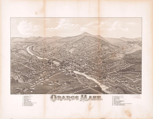 Orange, Mass. (1883) – Historic Bird’s-Eye View Panorama Print