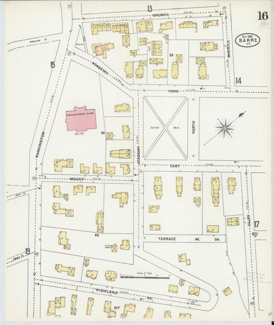 Sanborn Fire Insurance Map from Barre, Washington County, Vermont (1905), Sheet #0016 - Historic Sanborn Fire Insurance Map Print, vintage old map wall art, antique decor, genealogy gift, Vermont Vermont map