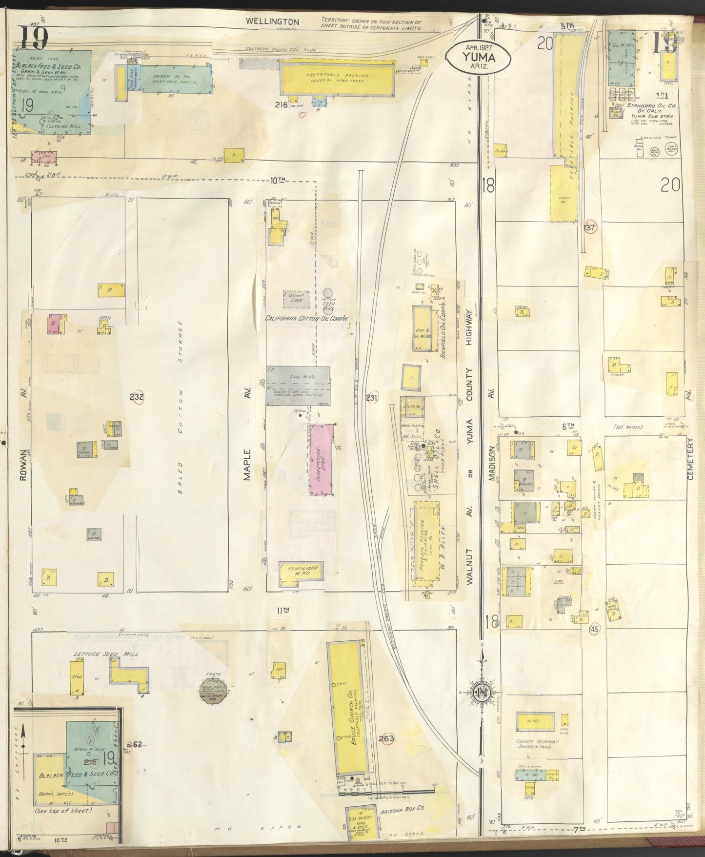 Sanborn Fire Insurance Map from Yuma, Yuma County, Arizona (1948), Sheet #0019 - Complete Map Set gallery image, historic Sanborn map, vintage wall art, Arizona Arizona