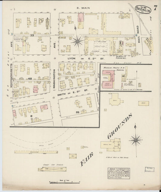 Sanborn Fire Insurance Map from Sedalia, Pettis County, Missouri (1883), Sheet #0007 - Historic Sanborn Fire Insurance Map Print, vintage old map wall art, antique decor, genealogy gift, Missouri Missouri map
