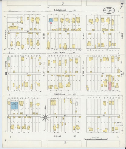 Sanborn Fire Insurance Map from Guthrie, Logan County, Oklahoma (1898), Sheet #0007 - Complete Map Set gallery image, historic Sanborn map, vintage wall art, Oklahoma Oklahoma