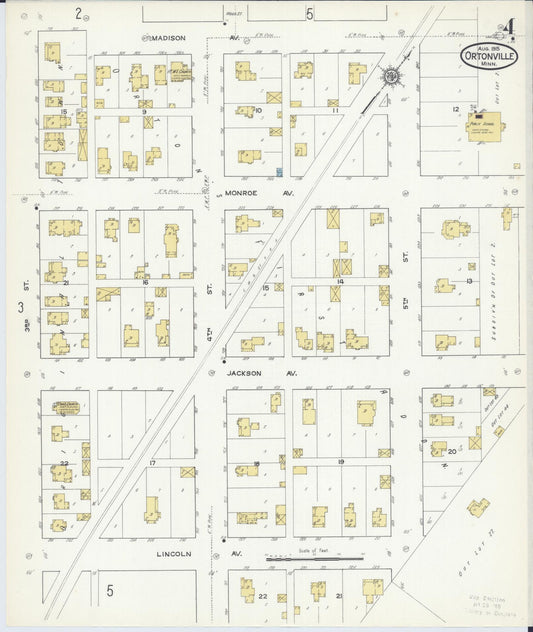 Sanborn Fire Insurance Map from Ortonville, Big Stone County, Minnesota (1915), Sheet #0004 - Historic Sanborn Fire Insurance Map Print, vintage old map wall art, antique decor, genealogy gift, Minnesota Minnesota map