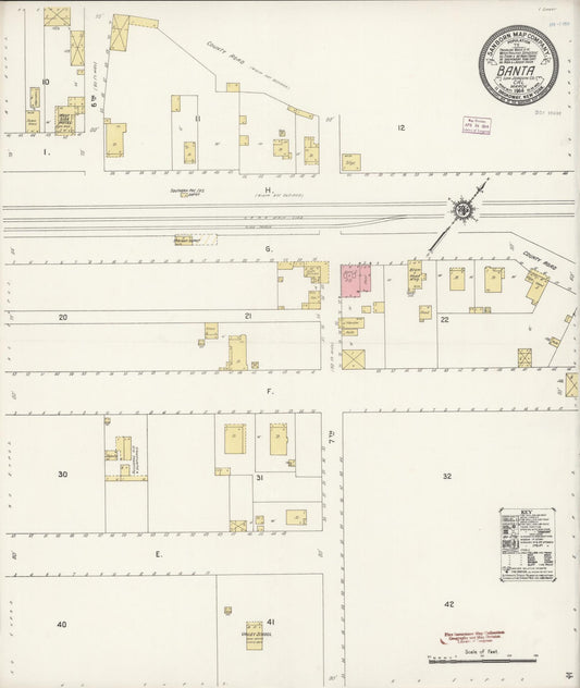 Sanborn Fire Insurance Map from Banta, San Joaquin County, California (1914), Sheet #0001 - Historic Sanborn Fire Insurance Map Print, vintage old map wall art, antique decor, genealogy gift, California California map