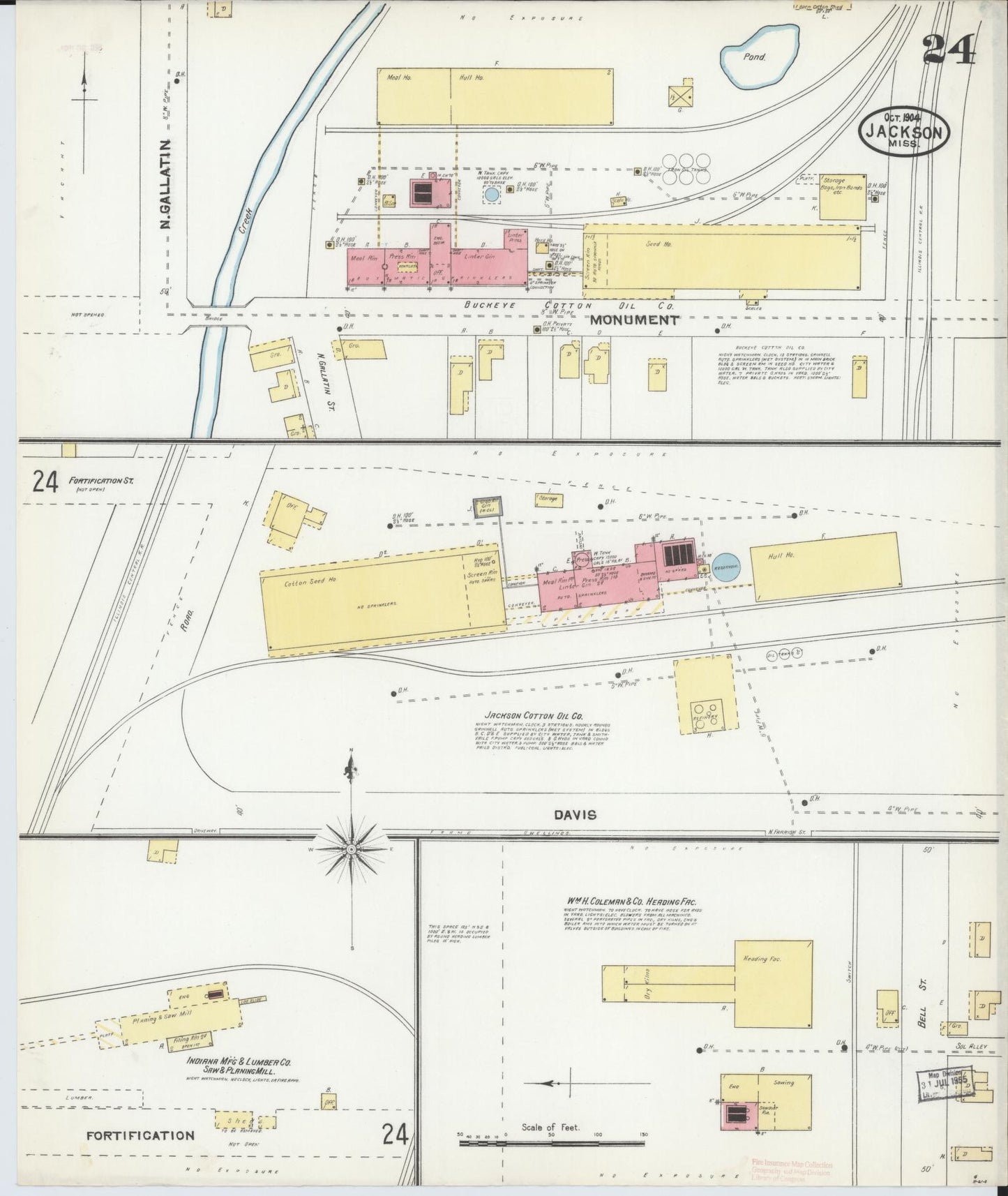 Sanborn Fire Insurance Map from Jackson, Hinds County, Mississippi (1904), Sheet #0024 - Complete Map Set gallery image, historic Sanborn map, vintage wall art, Mississippi Mississippi