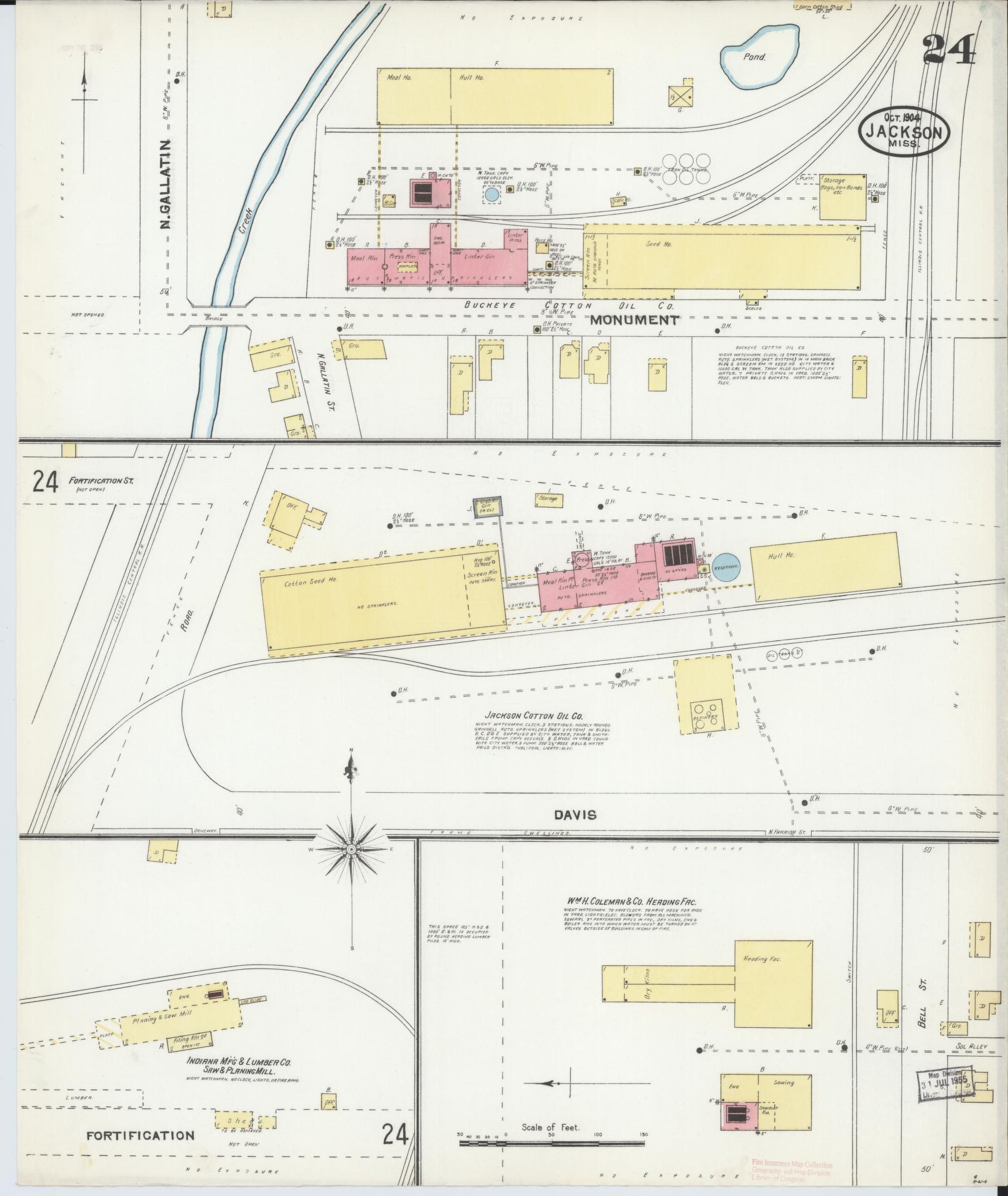 Sanborn Fire Insurance Map from Jackson, Hinds County, Mississippi (1904), Sheet #0024 - Complete Map Set gallery image, historic Sanborn map, vintage wall art, Mississippi Mississippi