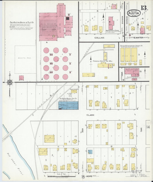 Sanborn Fire Insurance Map from Austin, Mower County, Minnesota (1917), Sheet #0013 - Historic Sanborn Fire Insurance Map Print, vintage old map wall art, antique decor, genealogy gift, Minnesota Minnesota map