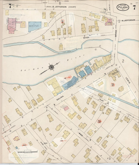 Sanborn Fire Insurance Map from Pulaski, Oswego County, New York (1959), Sheet #0007 - Historic Sanborn Fire Insurance Map Print, vintage old map wall art, antique decor, genealogy gift, New York New York map