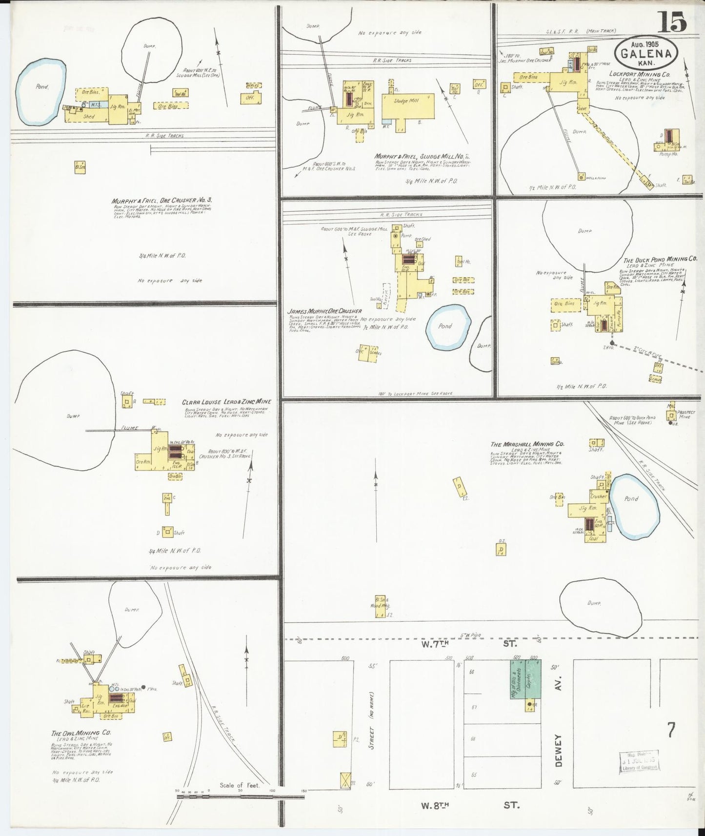 Sanborn Fire Insurance Map from Galena, Cherokee County, Kansas (1905), Sheet #0015 - Complete Map Set gallery image, historic Sanborn map, vintage wall art, Kansas Kansas