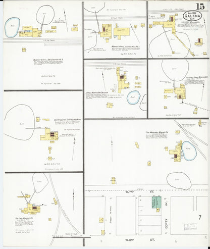 Sanborn Fire Insurance Map from Galena, Cherokee County, Kansas (1905), Sheet #0015 - Complete Map Set gallery image, historic Sanborn map, vintage wall art, Kansas Kansas