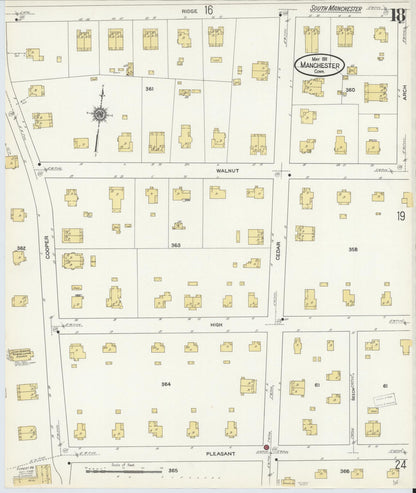 Sanborn Fire Insurance Map from Manchester, Hartford County, Connecticut (1911), Sheet #0018 - Complete Map Set gallery image, historic Sanborn map, vintage wall art, Connecticut Connecticut