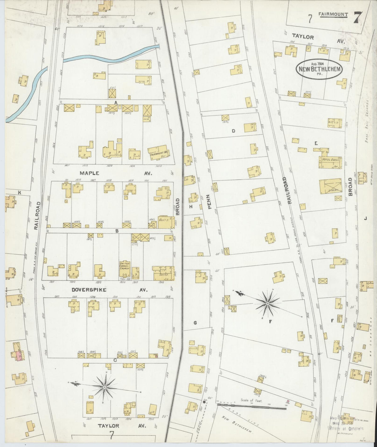 Sanborn Fire Insurance Map from New Bethlehem, Clarion County, Pennsylvania (1904), Sheet #0007 - Historic Sanborn Fire Insurance Map Print, vintage old map wall art, antique decor, genealogy gift, Pennsylvania Pennsylvania map