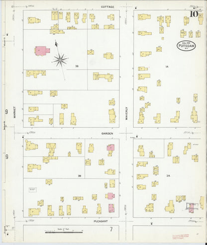 Sanborn Fire Insurance Map from Potsdam, St. Lawrence County, New York (1909), Sheet #0010 - Complete Map Set gallery image, historic Sanborn map, vintage wall art, New York New York
