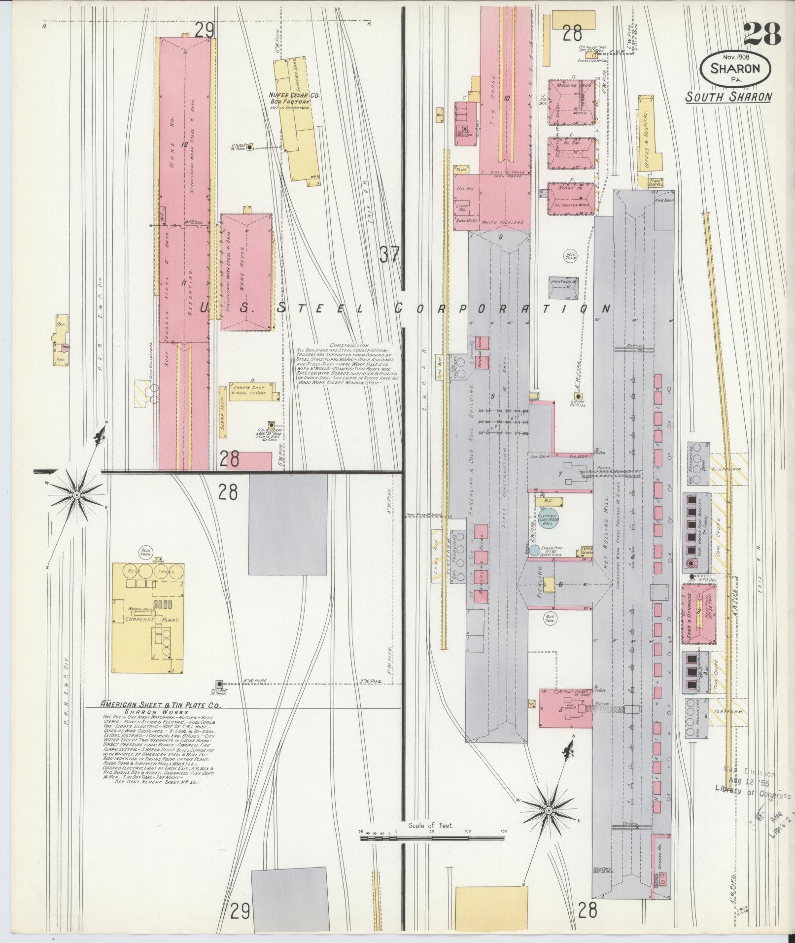 Sanborn Fire Insurance Map from Sharon, Mercer County, Pennsylvania. (1908), Sheet 28 – Historic Sanborn Fire Insurance Map Print