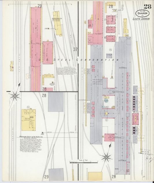 Sanborn Fire Insurance Map from Sharon, Mercer County, Pennsylvania. (1908), Sheet 28 – Historic Sanborn Fire Insurance Map Print