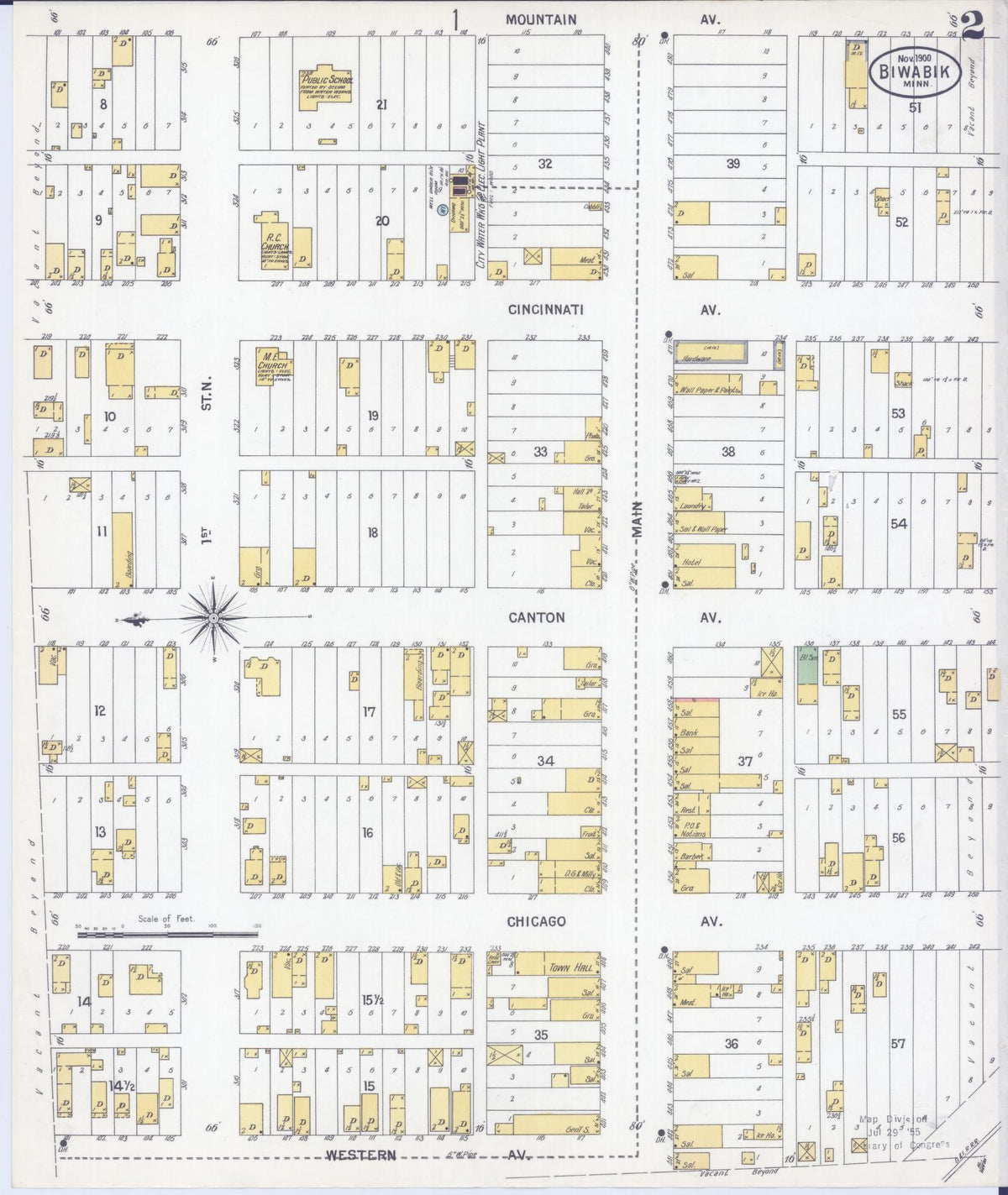 Sanborn Fire Insurance Map from Biwabik, Saint Louis County, Minnesota (1900), Sheet #0002 - Historic Sanborn Fire Insurance Map Print, vintage old map wall art, antique decor, genealogy gift, Minnesota Minnesota map