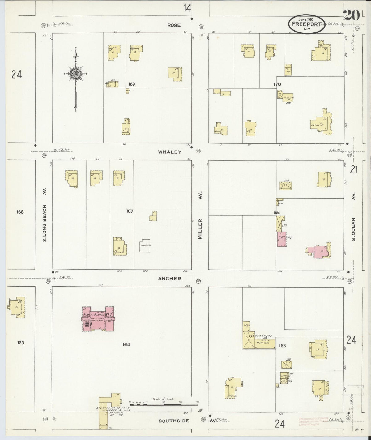 Sanborn Fire Insurance Map from Freeport, Nassau County, New York (1910), Sheet #0020 - Complete Map Set gallery image, historic Sanborn map, vintage wall art, New York New York