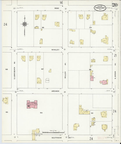 Sanborn Fire Insurance Map from Freeport, Nassau County, New York (1910), Sheet #0020 - Complete Map Set gallery image, historic Sanborn map, vintage wall art, New York New York