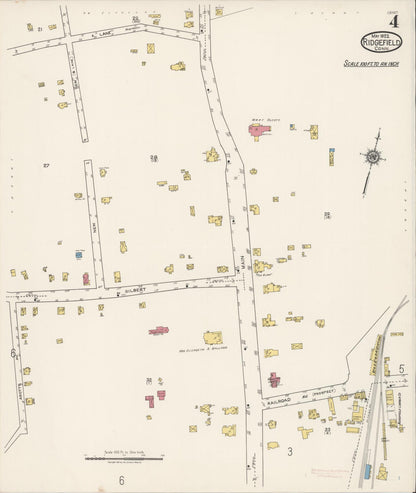 Sanborn Fire Insurance Map from Ridgefield, Fairfield County, Connecticut (1922), Sheet #0004 - Complete Map Set gallery image, historic Sanborn map, vintage wall art, Connecticut Connecticut
