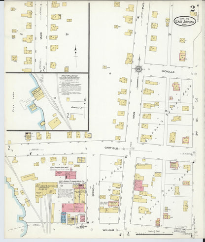 Sanborn Fire Insurance Map from East Jordan, Charlevoix County, Michigan (1912), Sheet #0002 - Complete Map Set gallery image, historic Sanborn map, vintage wall art, Michigan Michigan