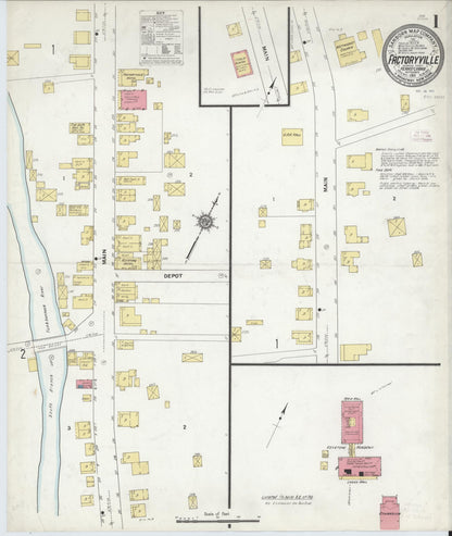 Sanborn Fire Insurance Map from Factoryville, Wyoming County, Pennsylvania (1911), Sheet #0001 - Complete Map Set gallery image, historic Sanborn map, vintage wall art, Factoryville Wyoming